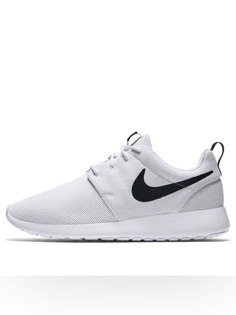 Nike Roshe One White Mesh Runner with Black Swoosh Sneakers